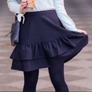J.crew ruffle navy blue skirt size 2.